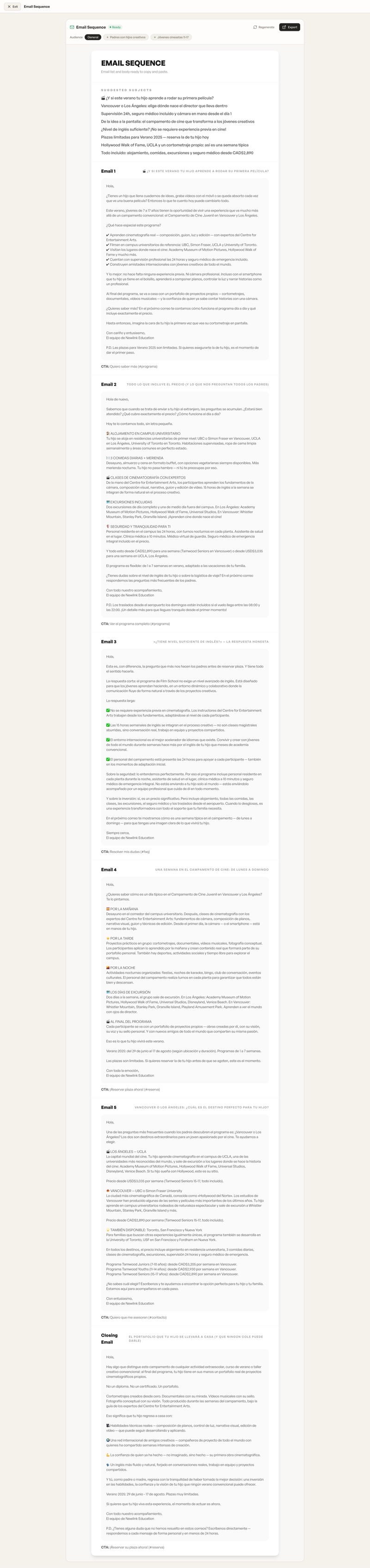 Secuencia de emails